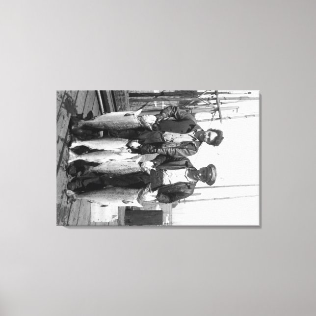 Fiskare och lax på Docks, Washington Canvastryck (Framsida)