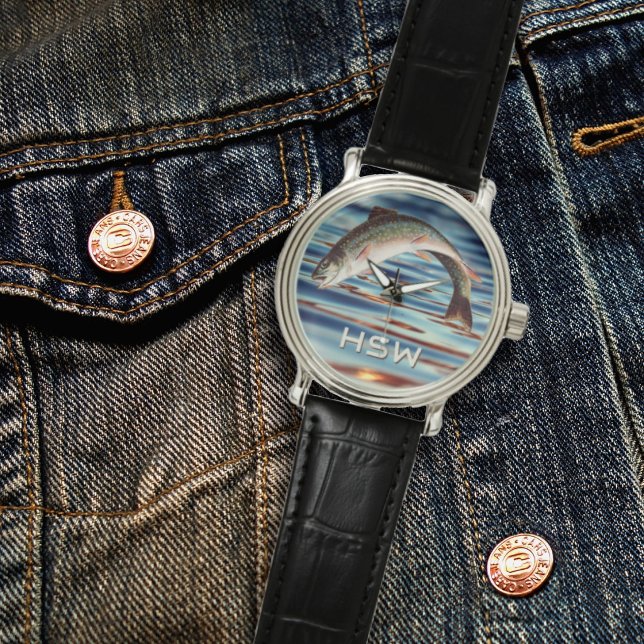 Fiskare Öring Fiske Monogram Armbandsur (Skapare uppladdad)