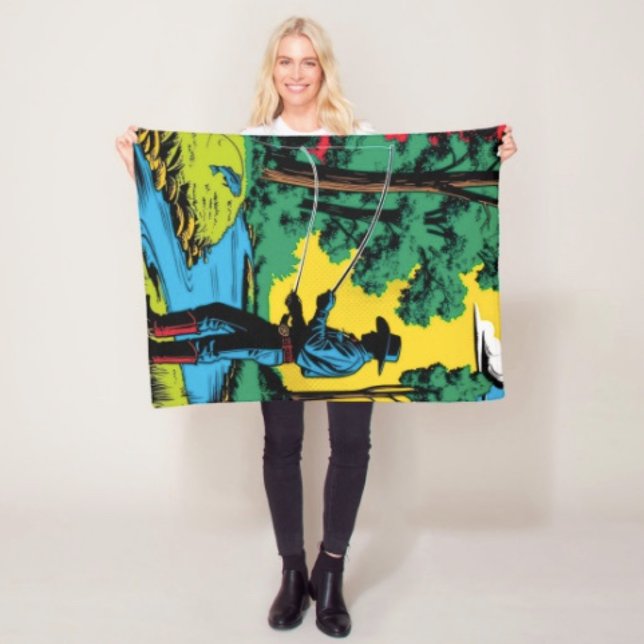 Fiskare på flodbank fleecefilt (Retro Cowboy Fishing Riverside Scene blanket - soft and colourful available  in 3 different sizes. )