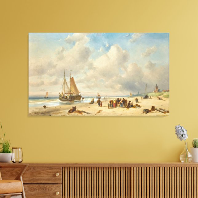 Fiskare på stranden canvastryck (Insitu (Vardagsrum))