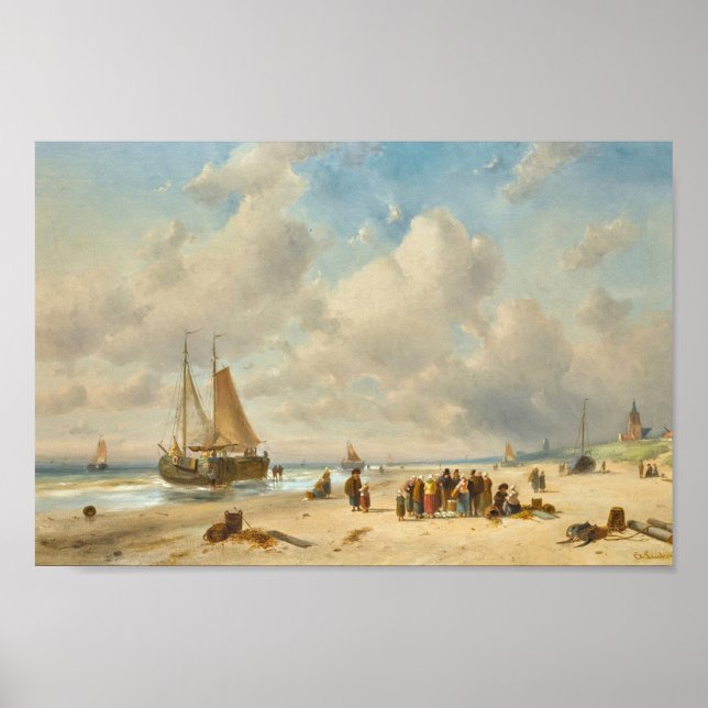 Fiskare på stranden poster (Framsidan)