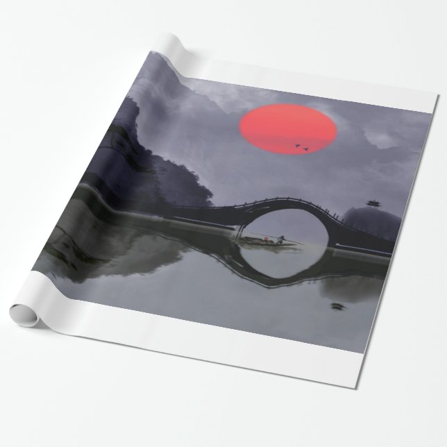 Fiskare Papper Presentpapper (Utrullad)
