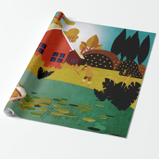 fiskare presentpapper (Utrullad)