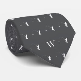 Fiskare Redskap Bait Monogram Initial Grå Slips