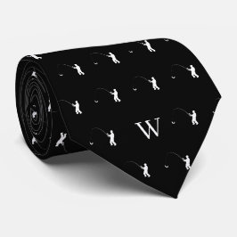 Fiskare Redskap Bete Monogram Initial Svart Vit Slips