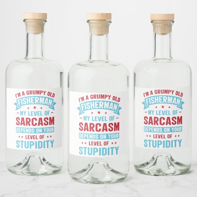Fiskare Roligt Sarcasm Nyhet Humorpresent Spritflaskor Etikett (Flaskor)