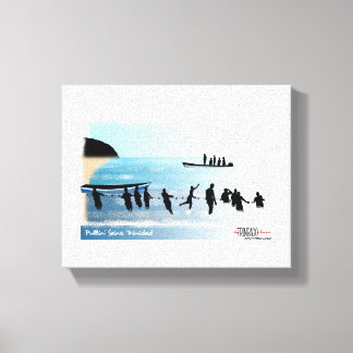 Fiskare som drar snörpvad canvastryck