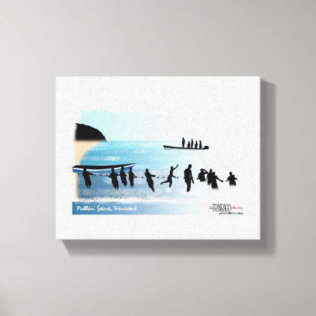 Fiskare som drar snörpvad canvastryck (Framsida)