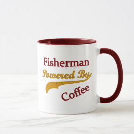 Fiskare som drivas av kaffe mugg