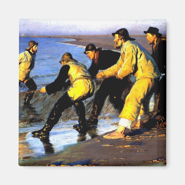 Fiskare som via Skagens norra strand halkar efter  Magnet (Framsidan)