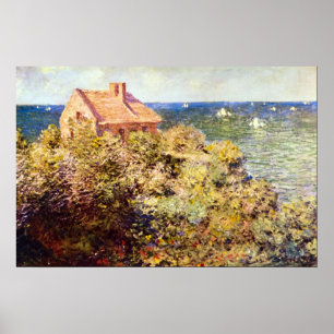 Fiskare stuga på en klippa vid Claude Monet Poster