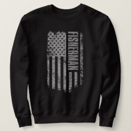 Fiskare USA Flagga Distressed design Lång Ärmad Tröja
