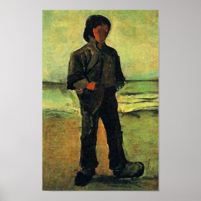 Fiskare vid Beach, Vincent van Gogh Poster (Framsidan)