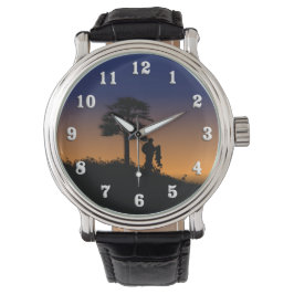 Fiskare vid Dusk-vita nummer Armbandsur