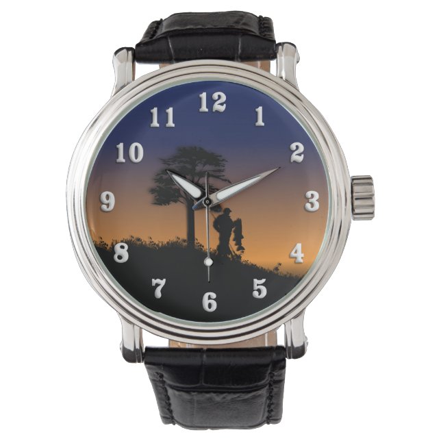 Fiskare vid Dusk-vita nummer Armbandsur (Framsida)