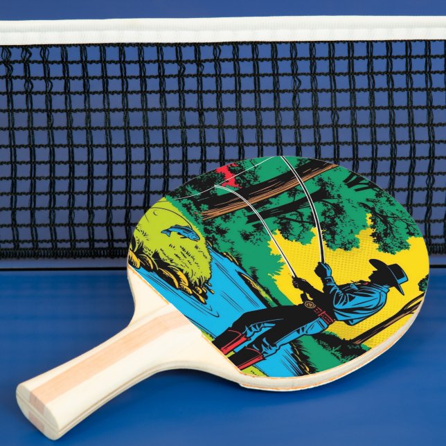 Fiskare vid Riverbank Ping Pong Paddle Pingisracket (Insitu)