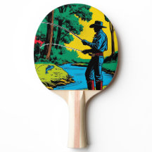 Fiskare vid Riverbank Ping Pong Paddle