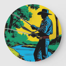 Fiskare vid Riverbank Stor Klocka