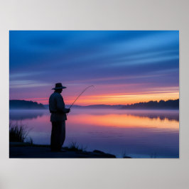 Fiskare vid solnedgång poster