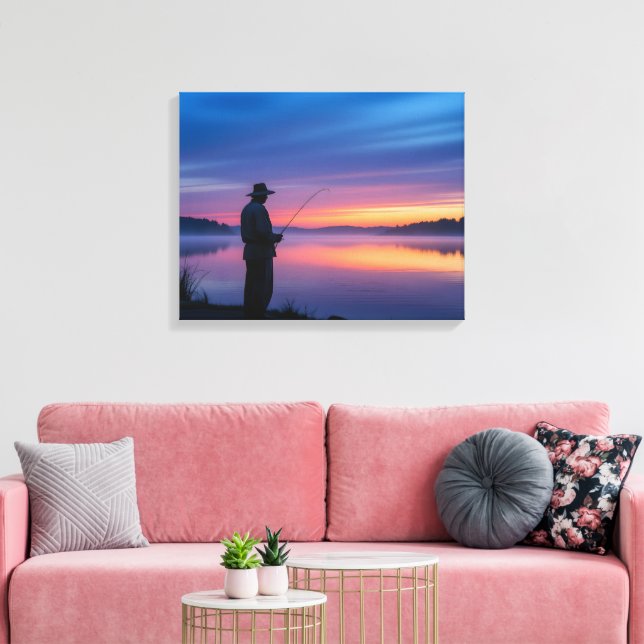 Fiskare vid Sunset Canvastryck (Insitu (Vardagsrum))