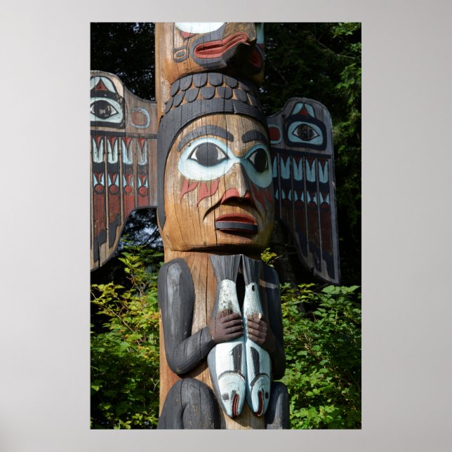 Fiskare vid Totem Pole, Alaska Poster (Framsidan)
