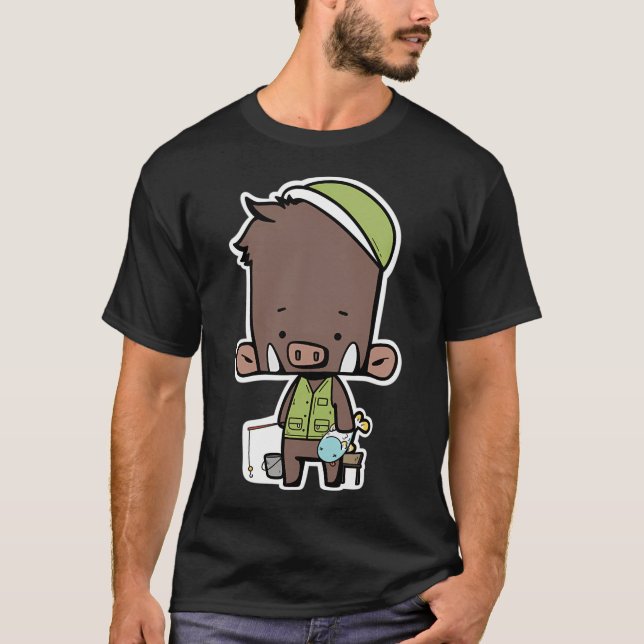 Fiskare Vildsvin T Shirt (Framsida)