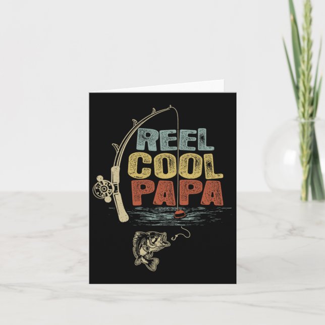 Fiskare Vintage Reel Cool Papa  Kort (Framsida)
