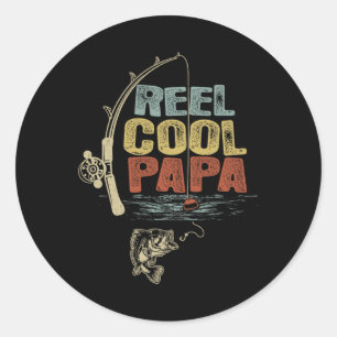Fiskare Vintage Reel Coola Pappa Runt Klistermärke