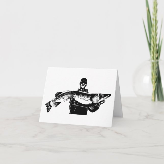 Fiskaren har fångat en stor fisk tack kort (Framsida)