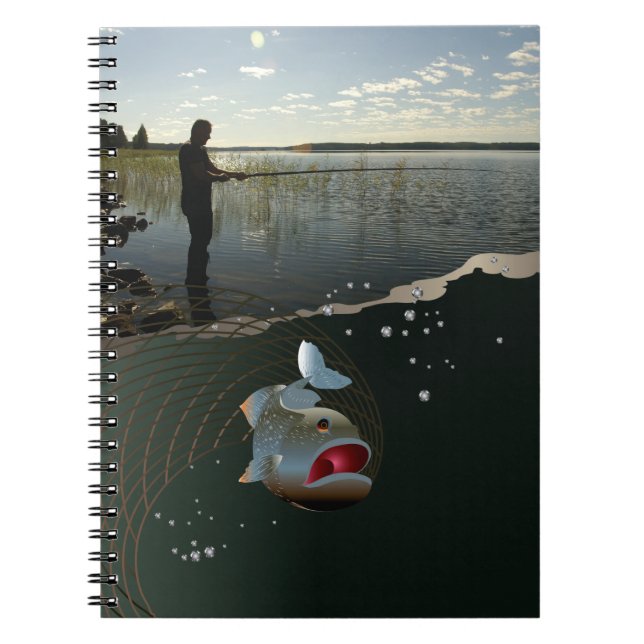 Fiskaren ​ ​ ​ ​ ​ ​. Lycklig fiske Anteckningsbok (Framsidan)