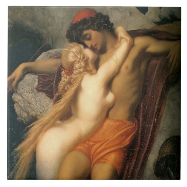 Fiskaren och Siren (av Frederic Leighton) Kakelplatta (Framsidan)