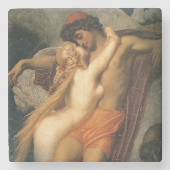 Fiskaren och Siren (av Frederic Leighton) Stenunderlägg (Framsidan)
