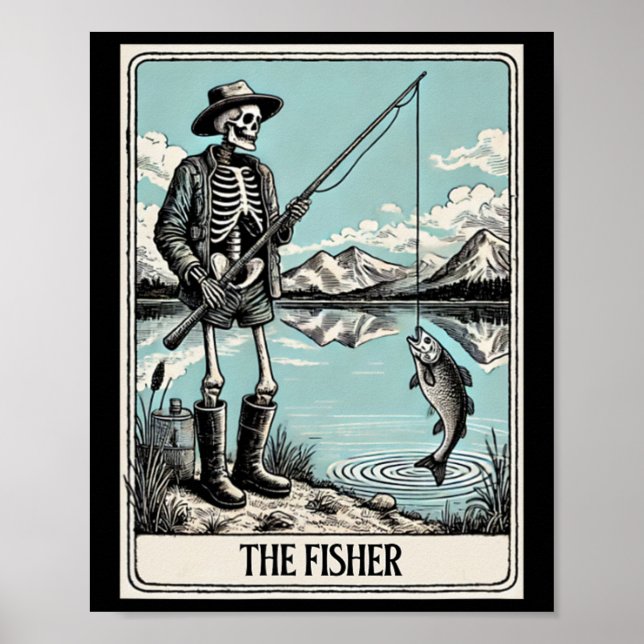 Fiskaren Skelett Tarotkort För Fiskentusiaster  Poster (Framsidan)