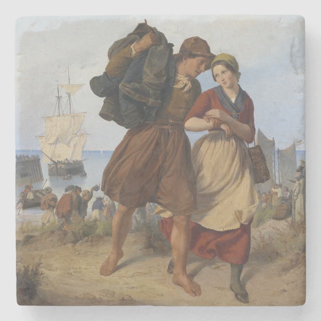 Fiskarens återvändande (av Rudolf Jordan) Stenunderlägg (Framsidan)