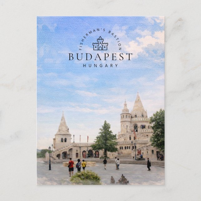 Fiskarens bastion | Budapest Ungern Akvarell Helg Vykort (Framsida)