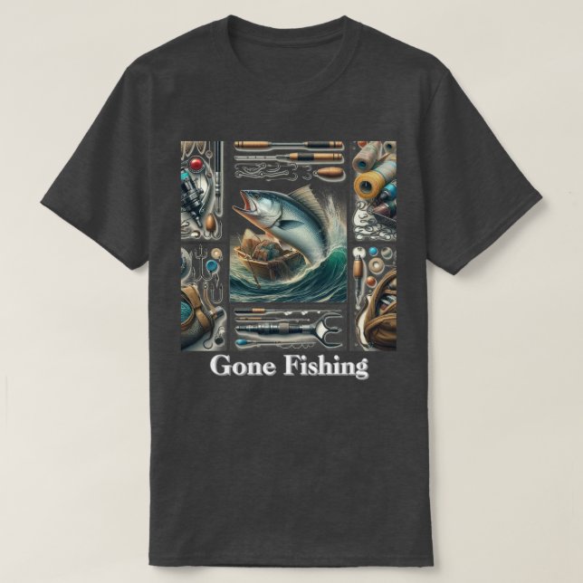 Fiskarens T-Shirt för Män - Gone Fishing (Design framsida)