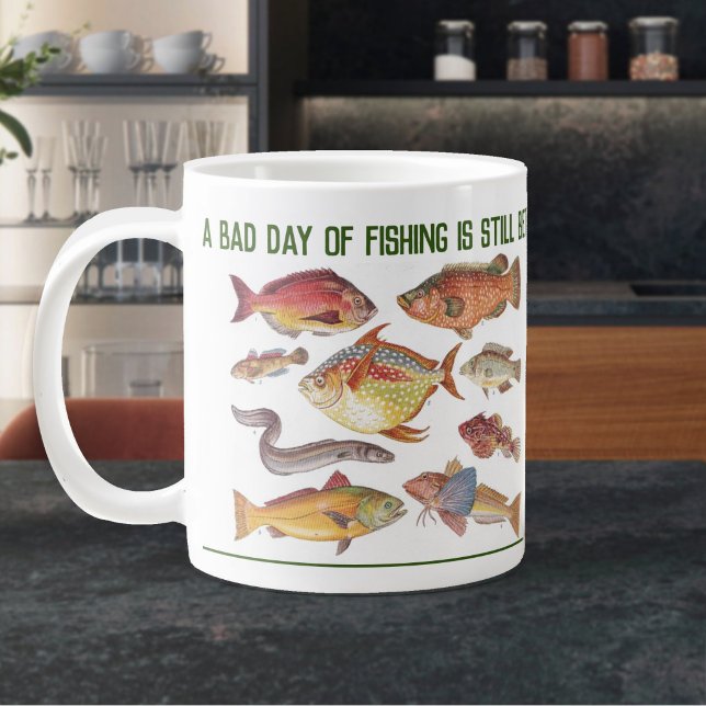 Fiskargåva. Fiske Jumbo Mugg (Large Mug with Fish Illustrations)