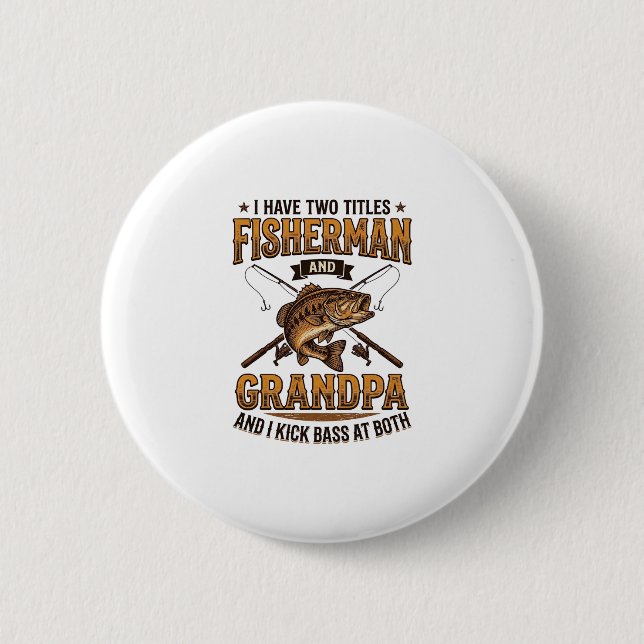 Fiskargubbe Vintage Gravyr Fiske Tröja_ Knapp (Framsida)