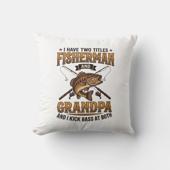 Fiskargubbe Vintage Gravyr Fiske Tröja_ Kudde (Framsida)