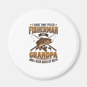 Fiskargubbe Vintage Gravyr Fiske Tröja_ Magnet