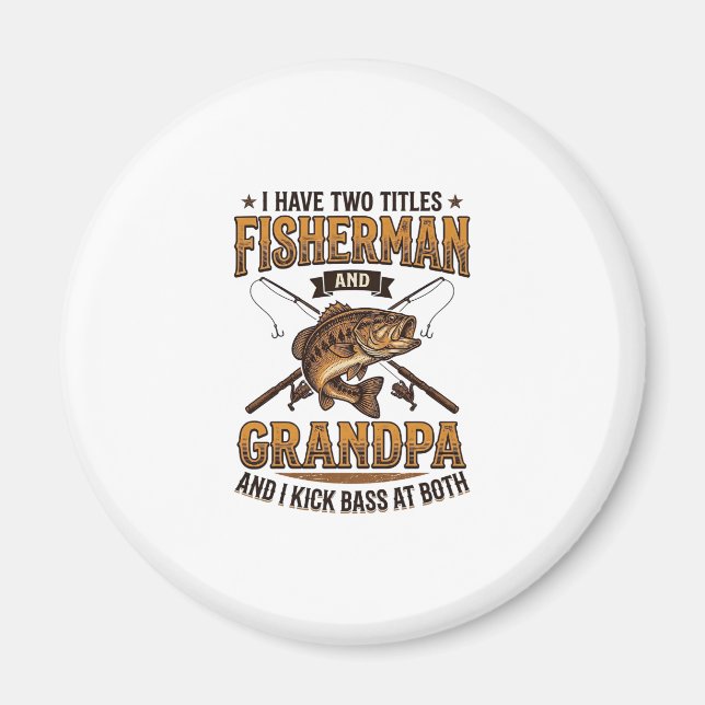 Fiskargubbe Vintage Gravyr Fiske Tröja_ Magnet (Framsidan)
