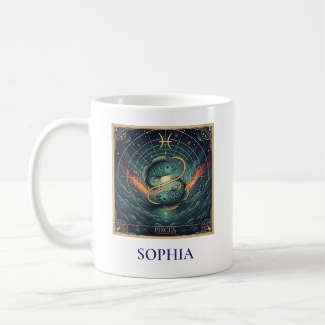 Fiskarna Blå Celestiala Zodiak Kaffemugg (Vänster)