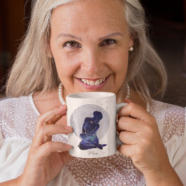 Fiskarna Feminina Blå Guld Zodiak Design Kaffemugg
