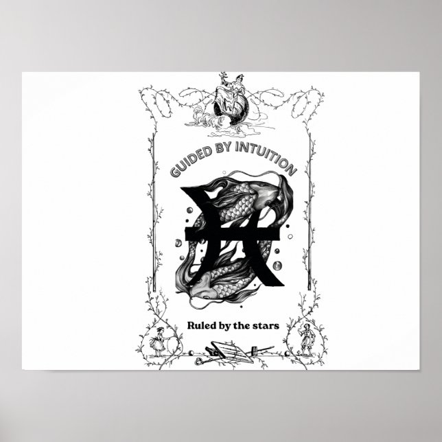 Fiskarna Intuition Himmelskt Design Poster (Framsidan)