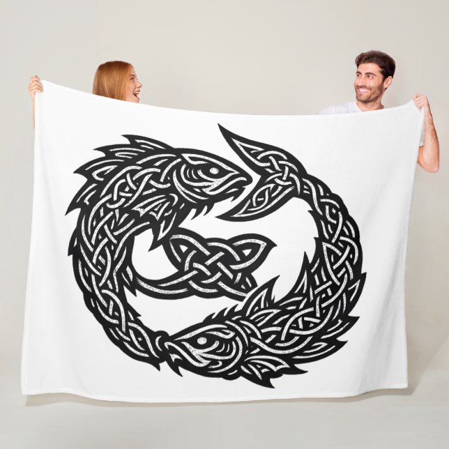 Fiskarna Keltisk Två‑Strömmars Sigil | BurnsInHell Fleecefilt (På plats)