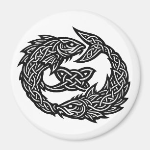 Fiskarna Keltisk Två‑Strömmars Sigil BurnsInHell Magnet