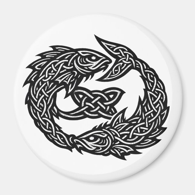 Fiskarna Keltisk Två‑Strömmars Sigil | BurnsInHell Magnet (Framsidan)