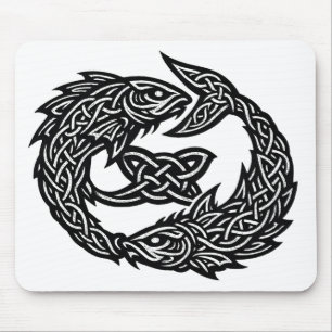Fiskarna Keltisk Två‑Strömmars Sigil BurnsInHell Musmatta