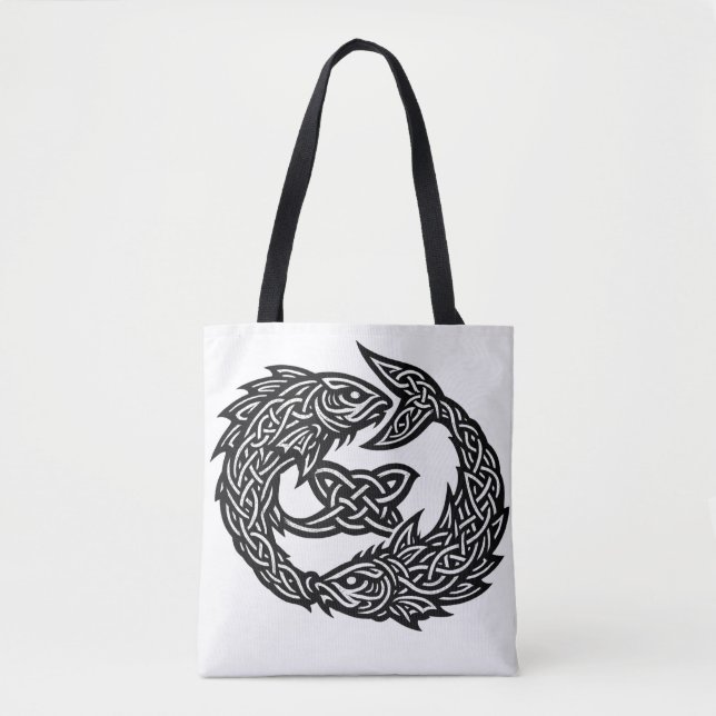 Fiskarna Keltisk Två‑Strömmars Sigil | BurnsInHell Tygkasse (Framsida)
