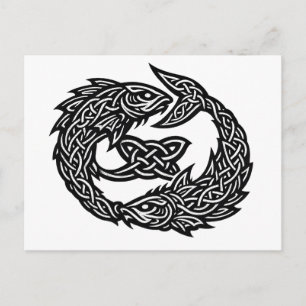 Fiskarna Keltisk Två‑Strömmars Sigil BurnsInHell Vykort